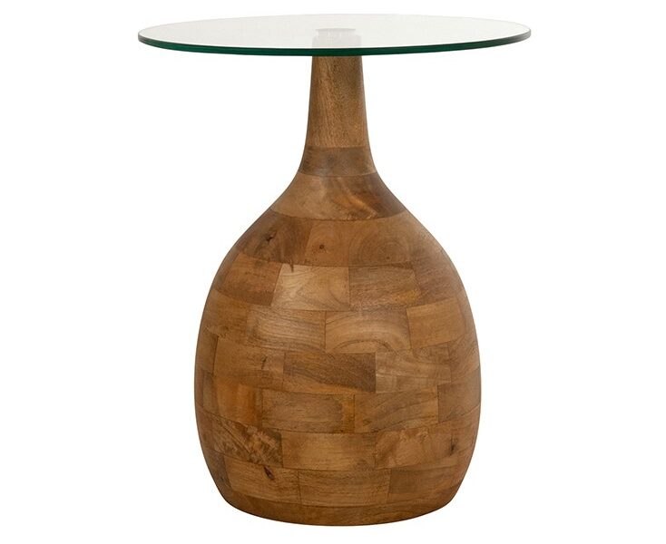 Stella Coffee Table Ø40, H50, Smooth Natural, Clear Glass