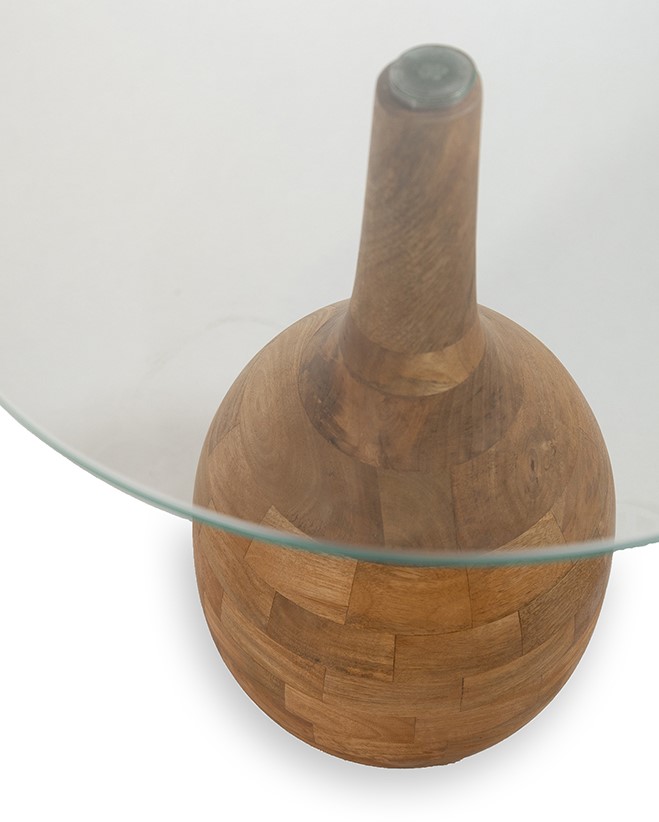Stella Coffee Table Ø40, H50, Smooth Natural, Clear Glass — 2