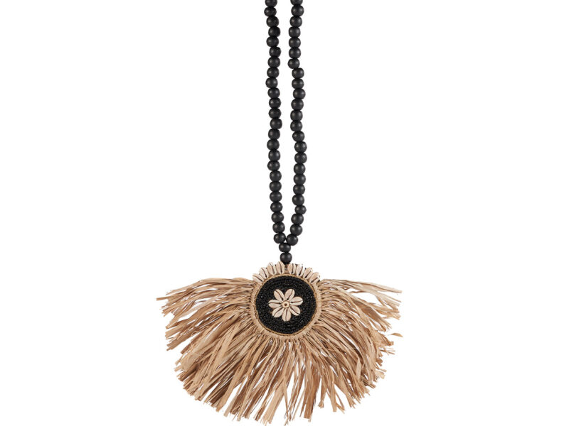 The Raffia Mahkota Tassel, Natural Black