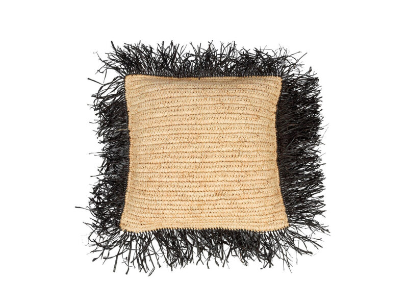 The Raffia Cushion Cover Square, Natural Black, 40x40