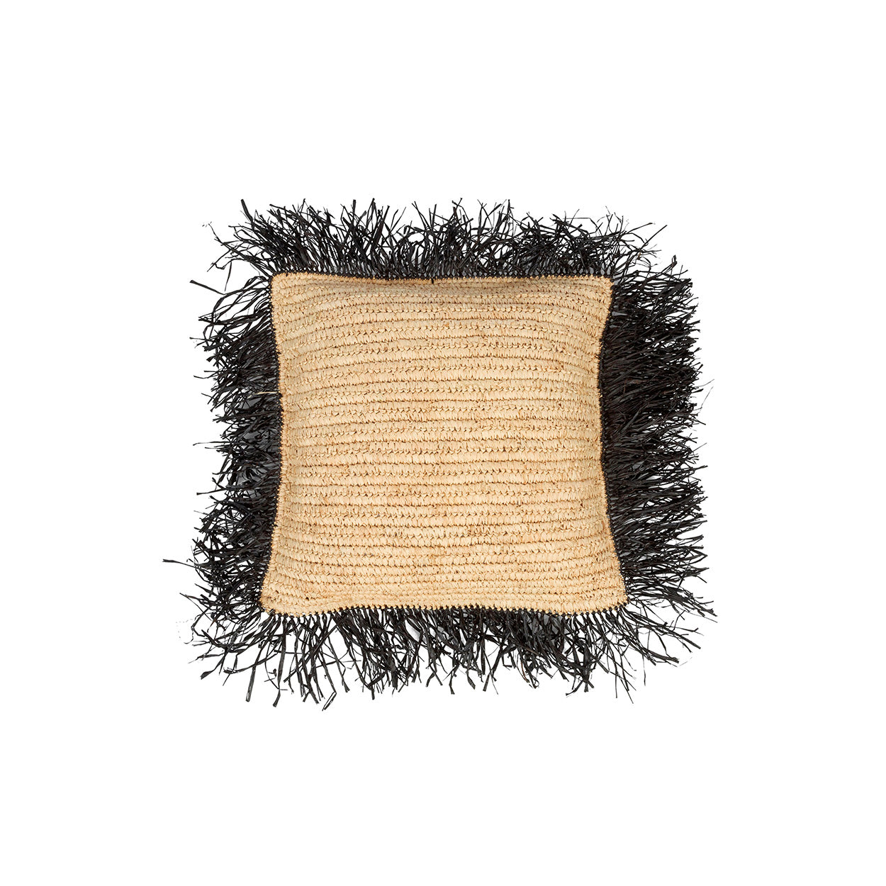 The Raffia Cushion Cover Square, Natural Black, 40x40