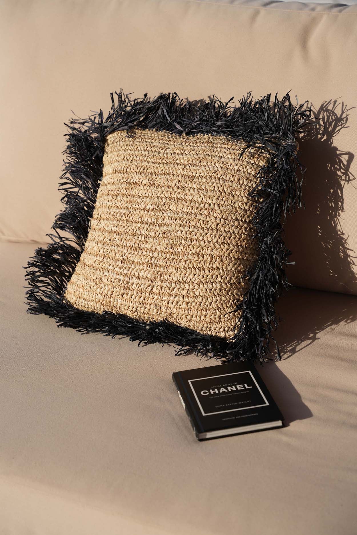 The Raffia Cushion Cover Square, Natural Black, 40x40 — 3