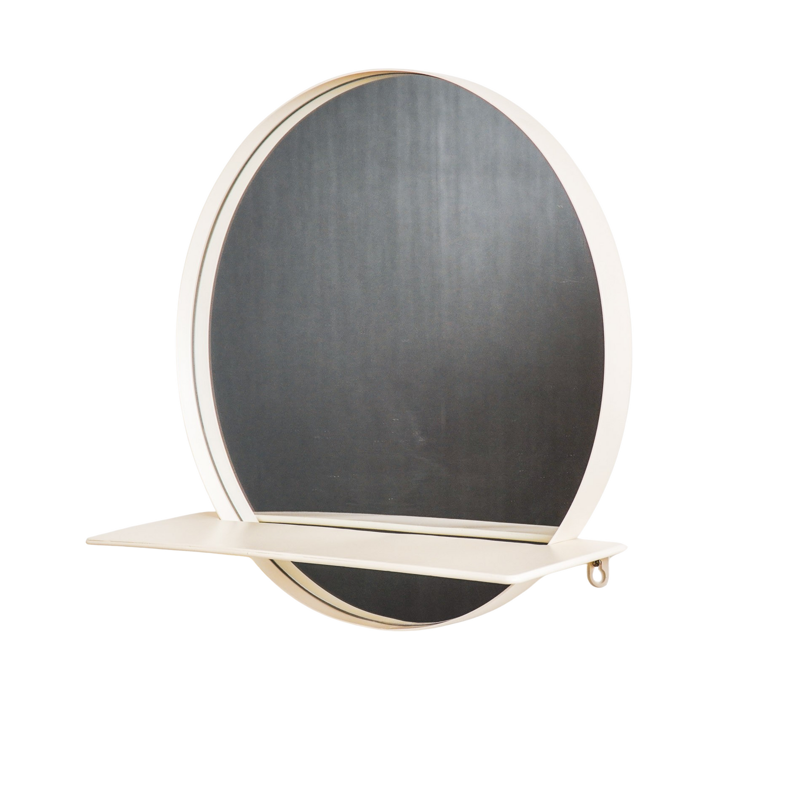 Mirror, Round, Metal, With Shelf, Sand, Ø40cm — 2